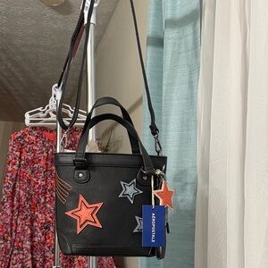 Aeropostale Black Crossbody Bag with Colorful Star Patterns